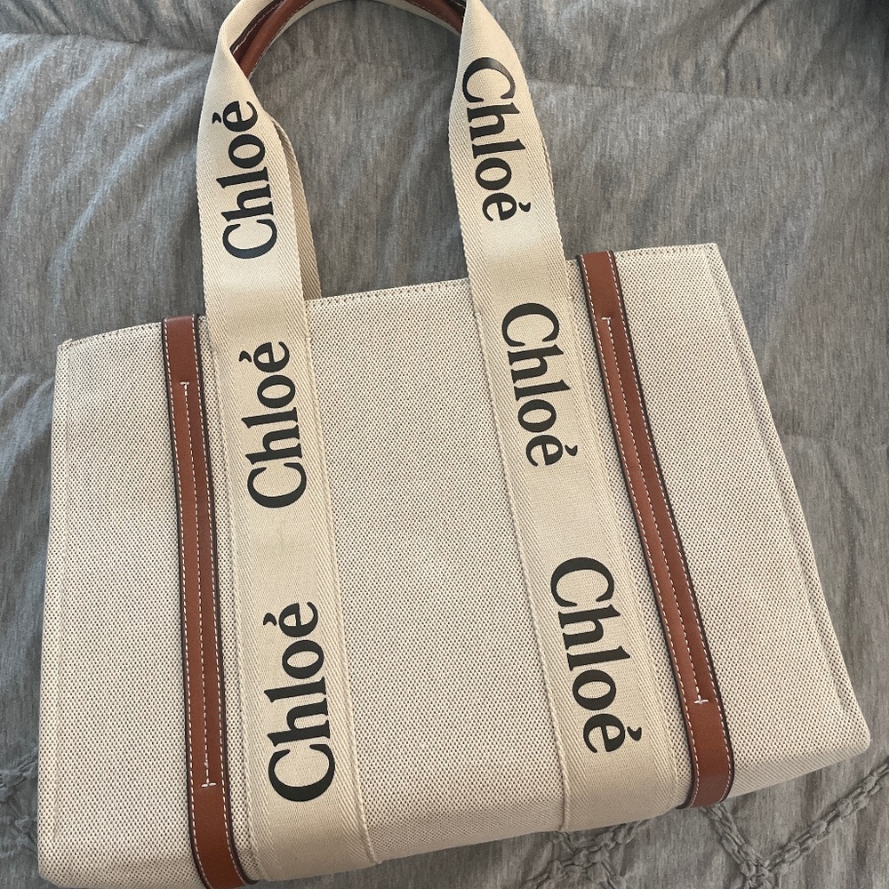 Chloe Cream and Brown Tote Bag